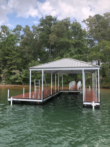 Lake Keowee Single Slip Aluminum Custom Dock with Swim Ladder and Walkway
