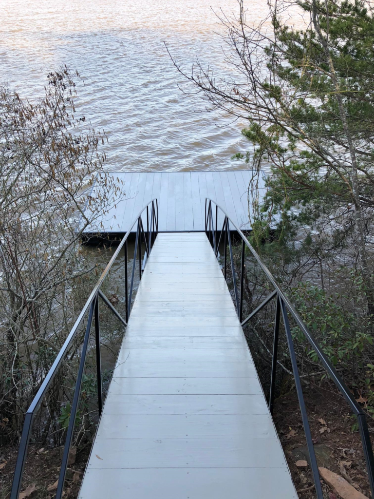 Lake Bowen Steel Floating T-Dock with Decking and Walkway.