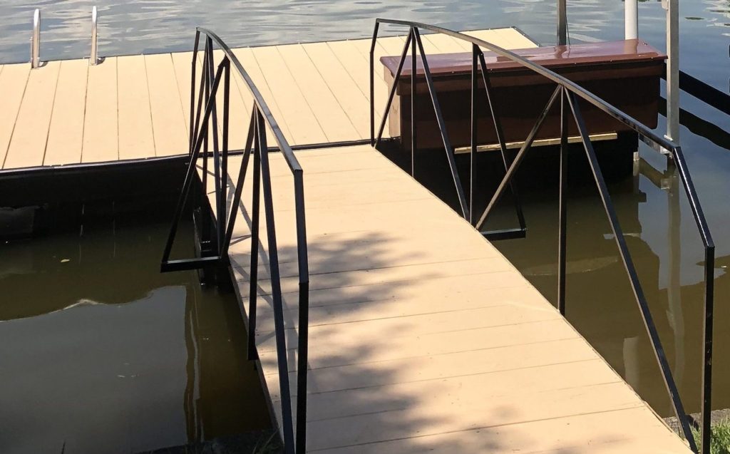 Steel Walkway with Brown Dock Box